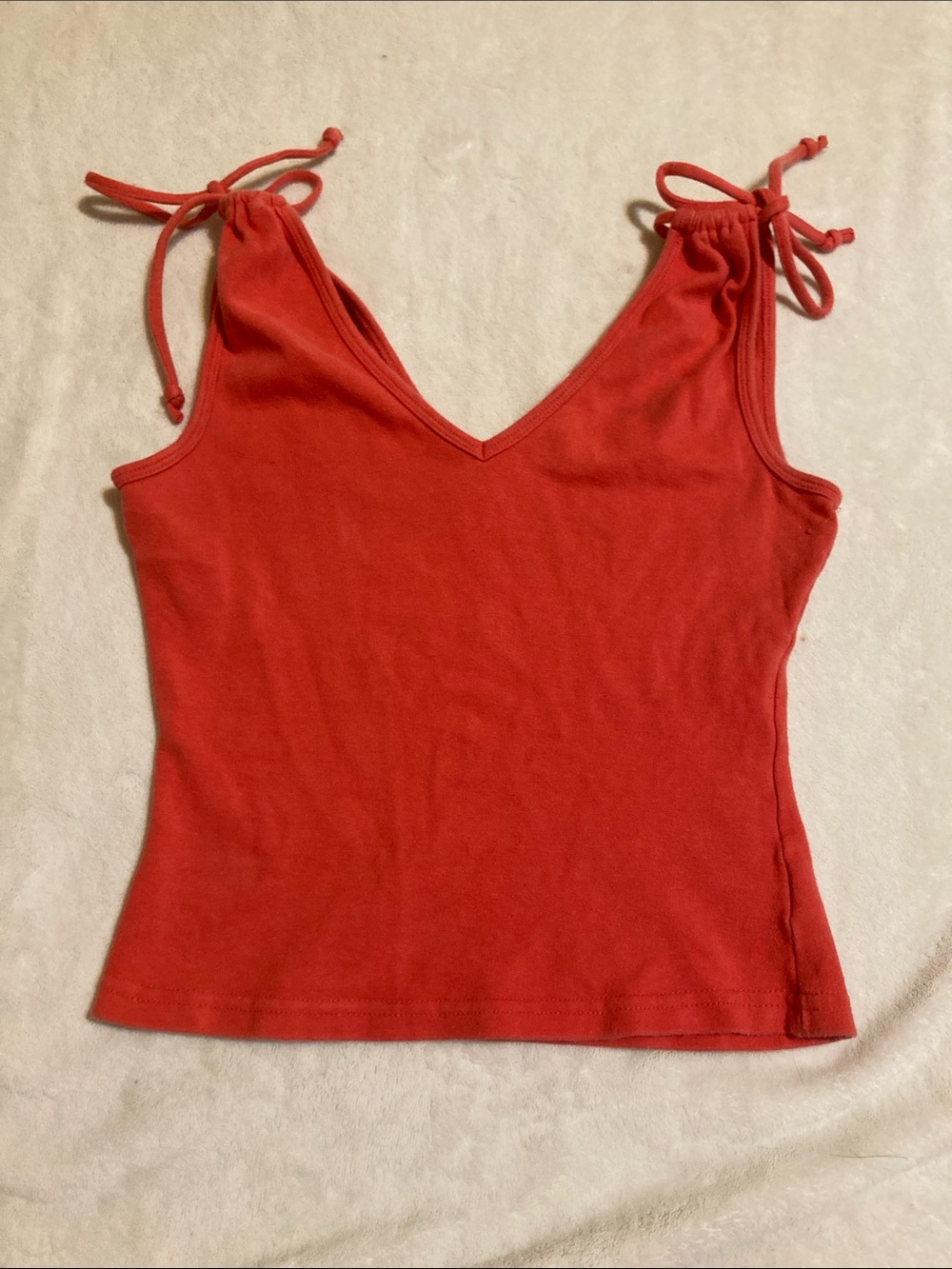 Red Tie-Shoulder V-Neck Camisole Tank Top 90s